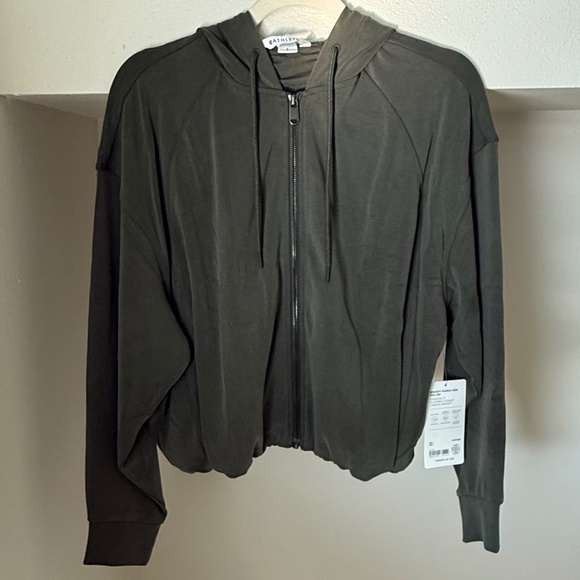 NWT Athleta Seasoft Bubble Hem Full Zip Jacket Green (Size S) - Picture 4 of 7